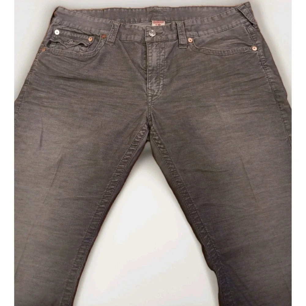 Vintage True Religion Ricky Corduroy Straight Leg Jeans Gray Men's Size 38 x 33